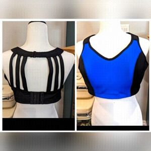 LANE Bryant sports bra Livi Active strappy blue & black molded cups 42 C